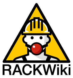 The RACKWiki logo: a cartoon man wearing a hard hat and an oversized ball gag.